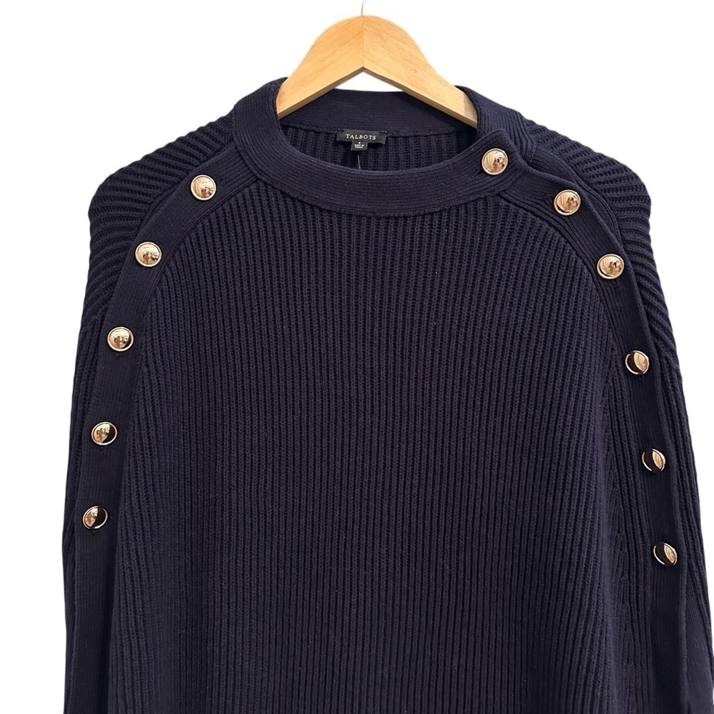 Talbots Button Poncho Cape Sweater, Navy, NWT - Picture 3 of 12